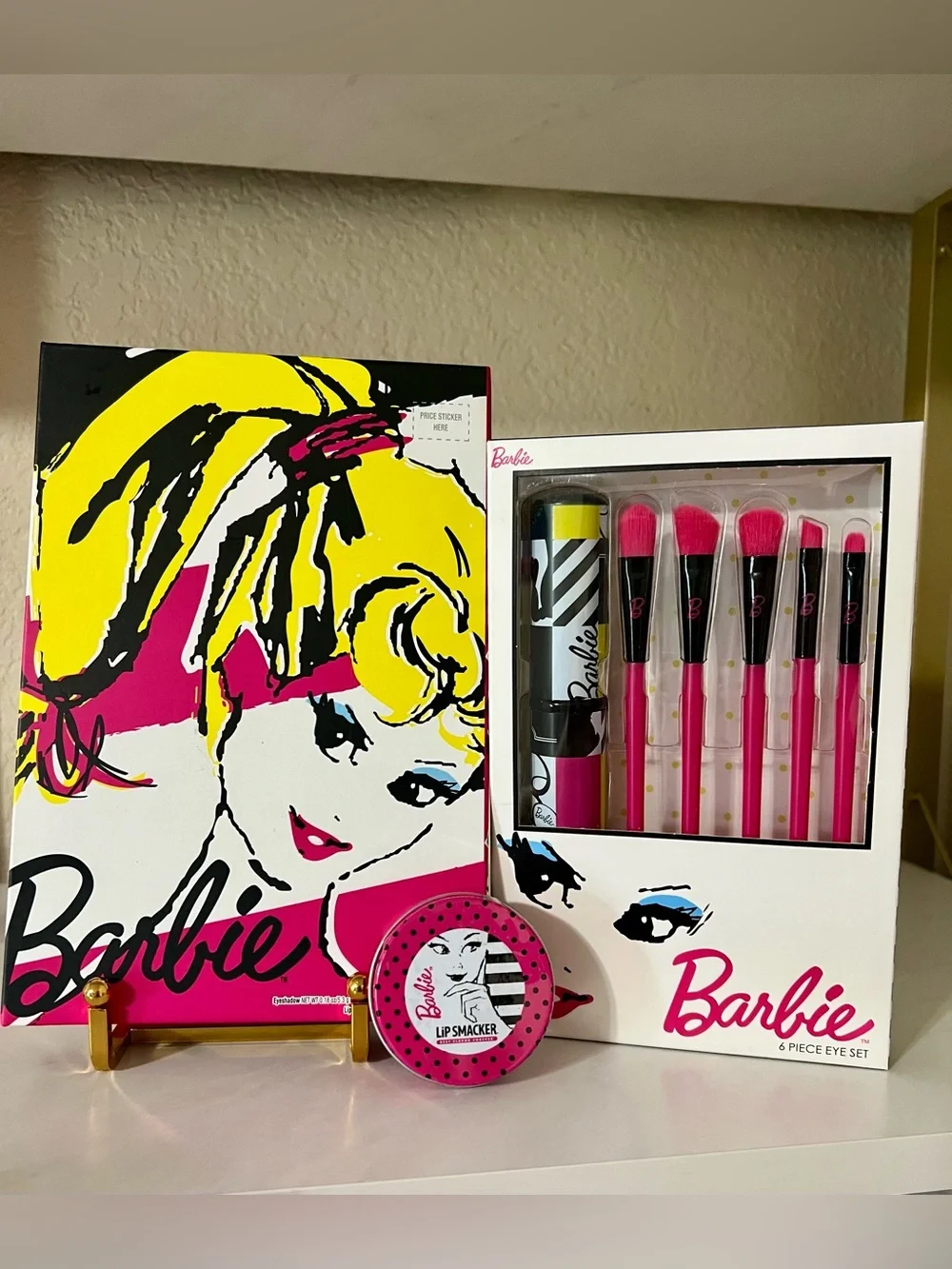 Limited Edition Barbie Beauty Book, 6 PC Eye Brush Set and Lip Smacker Balm